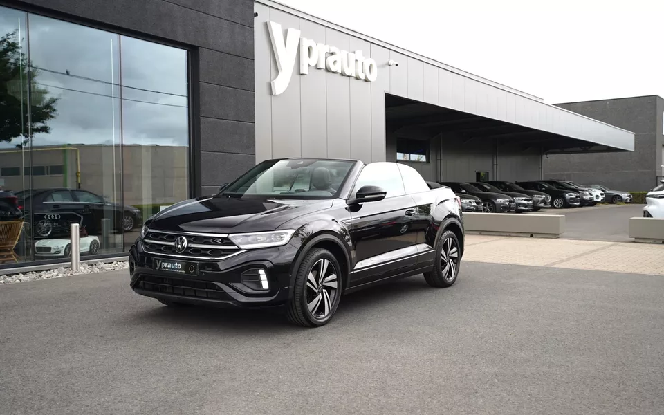 Volkswagen T-Roc 1.5TSI DSG Cabrio R-Line Adaptieve cruise Leder Camera AppleAndroid DAB Digitaal dashboard Windschut IQLight GPS Autopark 18″Aluminium velgen
